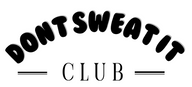 Logo for 'Don't Sweat It Club' EXERCISE TOWEL with a black text design on a white background